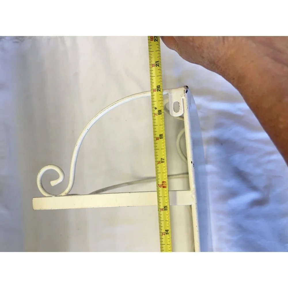 Vintage Wall Shelf White Metal Ornate Victorian Scalloped Edge